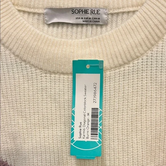 Sophie Rue Cream and Purple Crew Neck Sweater - Picture 2 of 3
